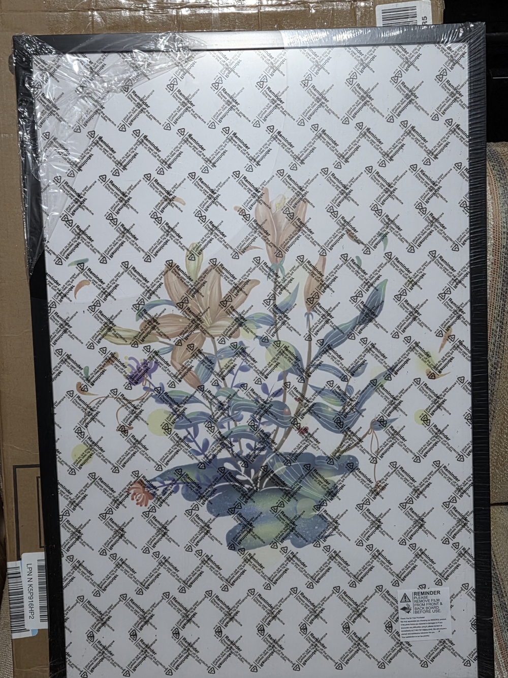 Framed Botanical Wall Art Print in Blue, Green, and Tan